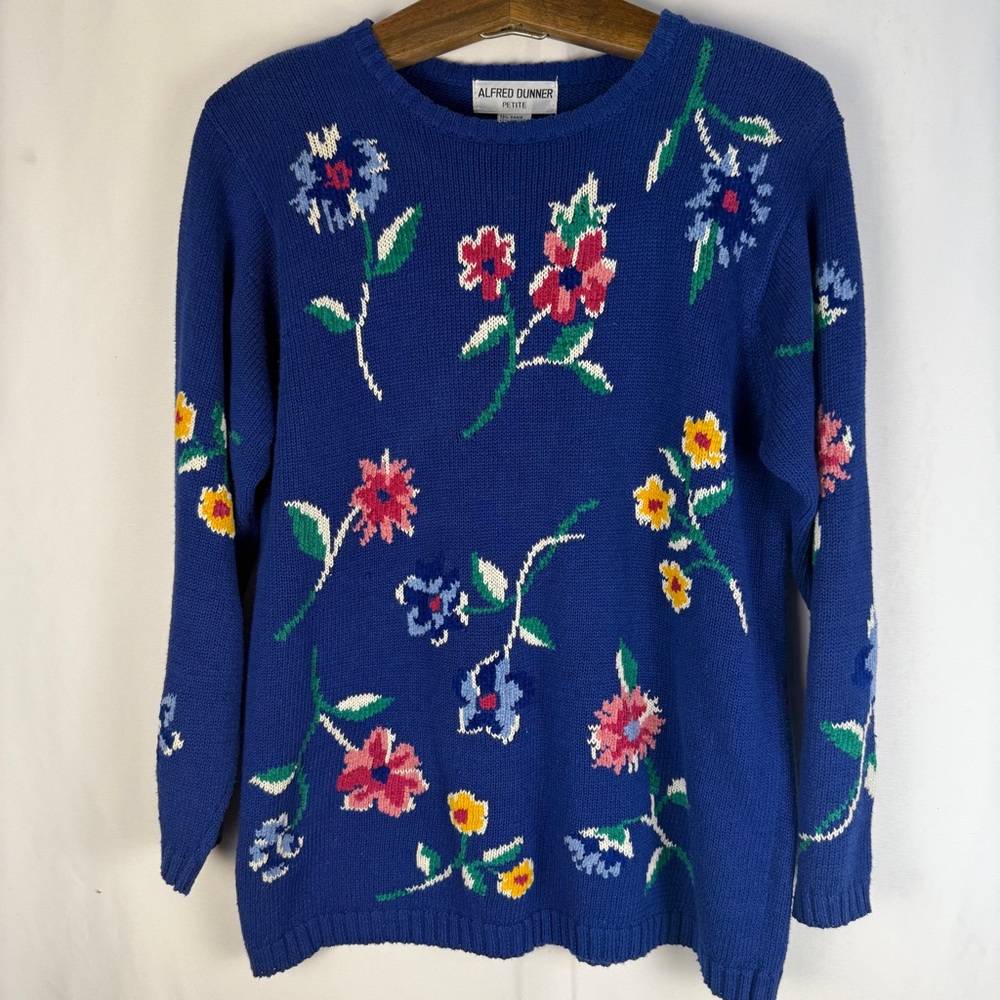 Alfred Dunner VINTAGE Floral Embroidered Sweater Grandmacore Dunner Stunner